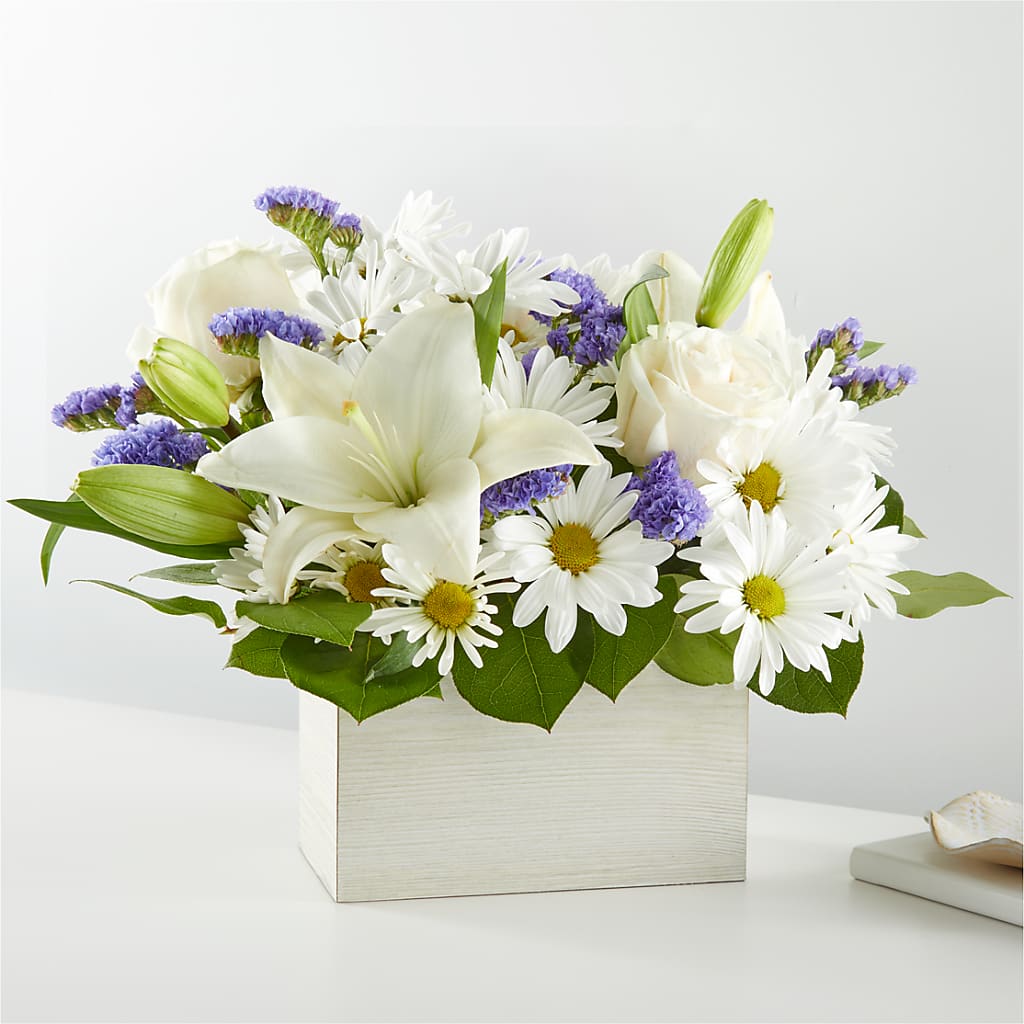 Beyond Blue Box Bouquet – SHASTA DAISY'S FLORIST & BOUTIQUE, Mobile AL
