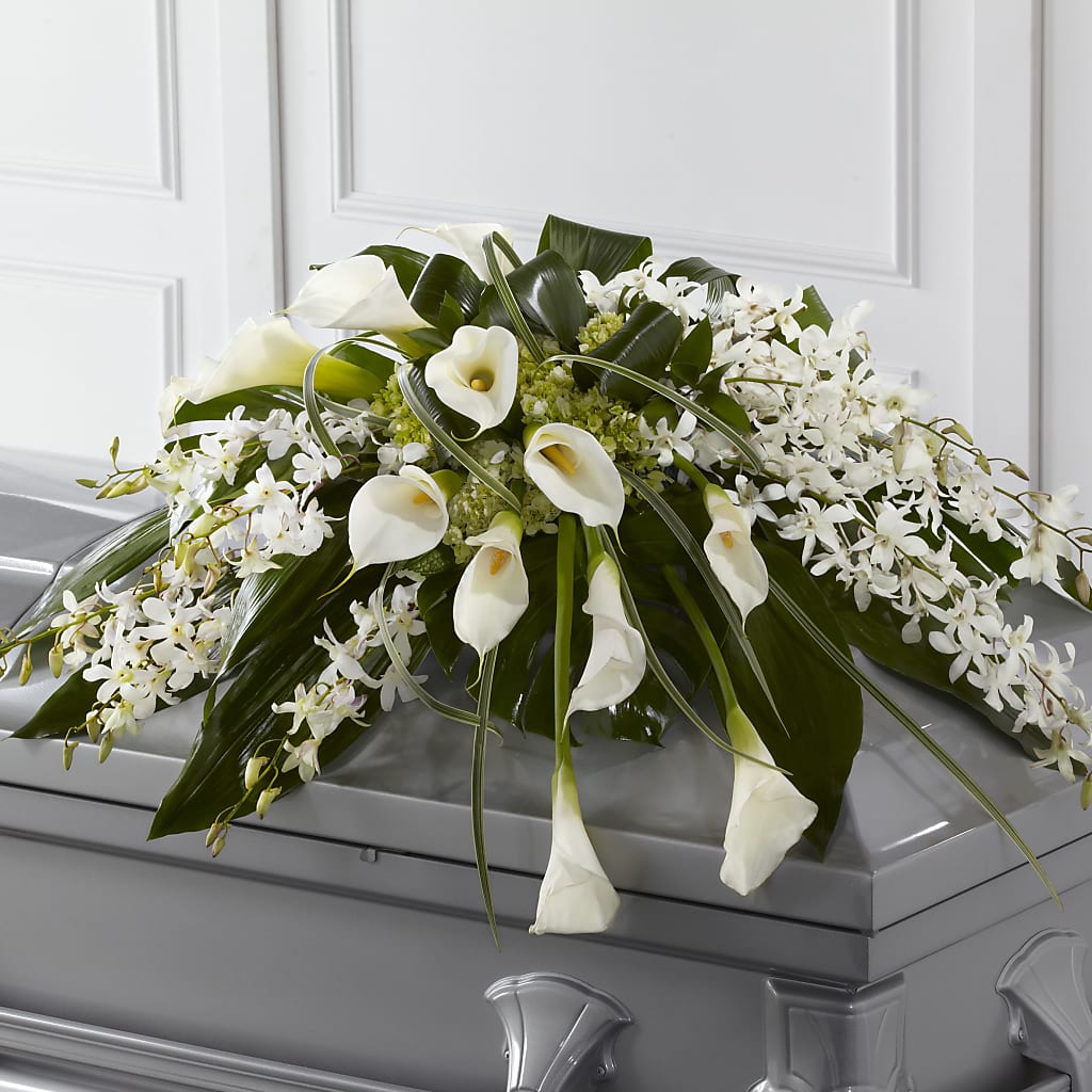 Angel Wings Casket Spray – SHASTA DAISY'S FLORIST & BOUTIQUE, Mobile AL