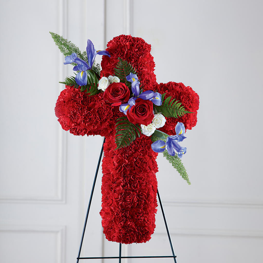 Faithful Hero Floral Cross – SHASTA DAISY'S FLORIST & BOUTIQUE, Mobile AL
