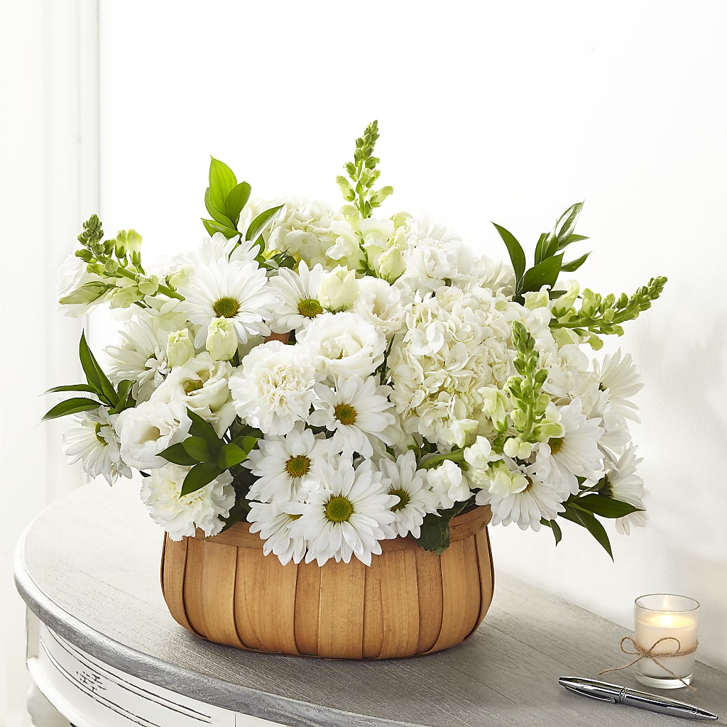 Pure Ivory Basket – SHASTA DAISY'S FLORIST & BOUTIQUE, Mobile AL