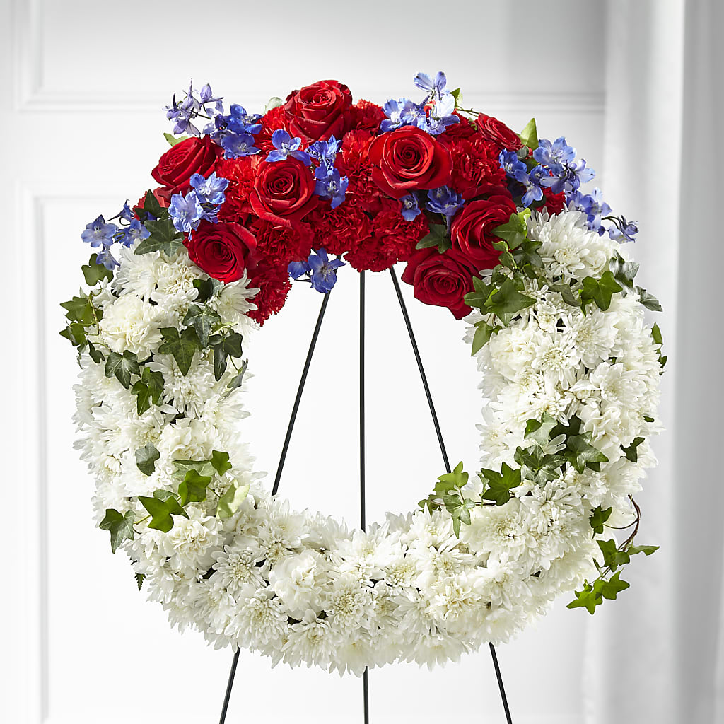 Patriotic Passion Wreath – SHASTA DAISY'S FLORIST & BOUTIQUE, Mobile AL
