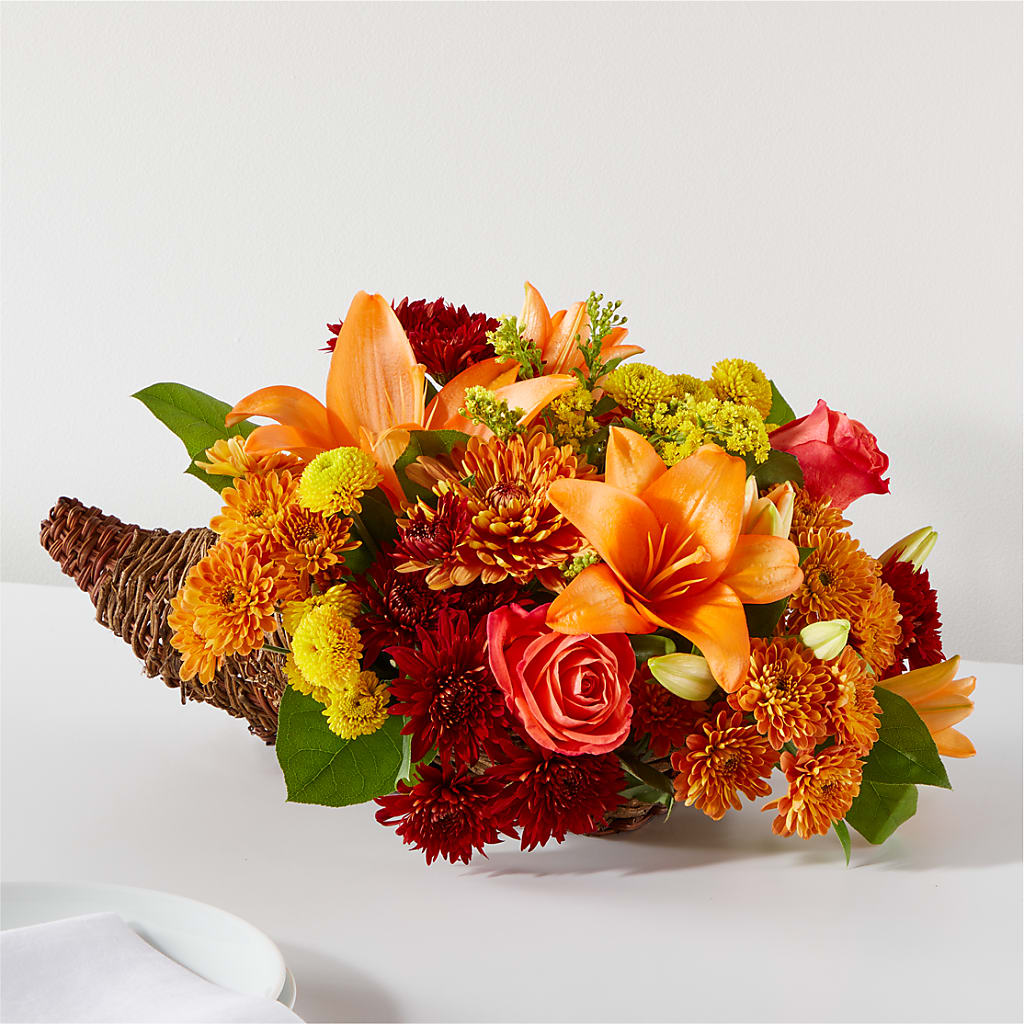 Bouquet of Blessings Cornucopia – SHASTA DAISY'S FLORIST & BOUTIQUE, Mobile AL