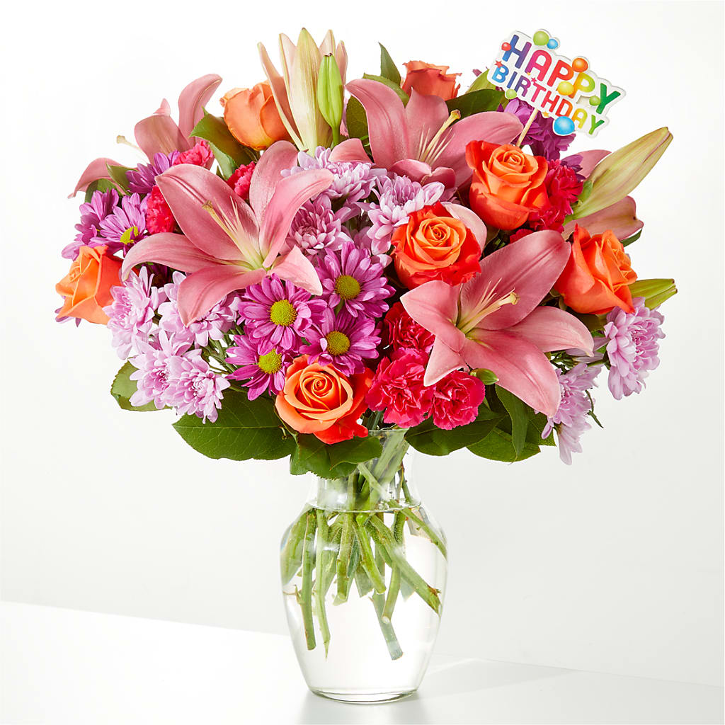 One and Only Bouquet & Happy Birthday Topper – SHASTA DAISY'S FLORIST & BOUTIQUE, Mobile AL