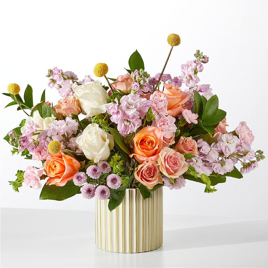 French Market Bouquet with Ivory Vase – SHASTA DAISY'S FLORIST & BOUTIQUE, Mobile AL