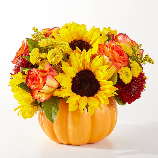 Golden Gourd Pumpkin Bouquet – SHASTA DAISY'S FLORIST & BOUTIQUE, Mobile AL
