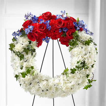 Patriotic Passion Wreath – SHASTA DAISY'S FLORIST & BOUTIQUE, Mobile AL