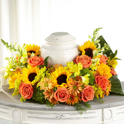 Faithful Sunflower Cremation Adornment – SHASTA DAISY'S FLORIST & BOUTIQUE, Mobile AL