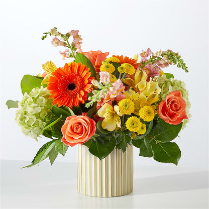 Autumn Sunshine Bouquet with Ivory Vase – SHASTA DAISY'S FLORIST & BOUTIQUE, Mobile AL