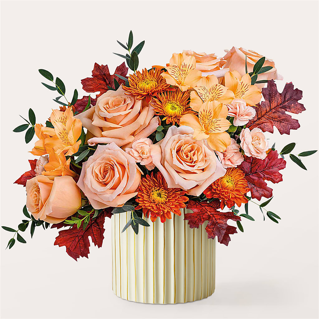 Spiced Latte Bouquet with Ivory Vase – SHASTA DAISY'S FLORIST & BOUTIQUE, Mobile AL