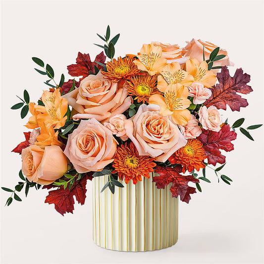 Spiced Latte Bouquet with Ivory Vase – SHASTA DAISY'S FLORIST & BOUTIQUE, Mobile AL