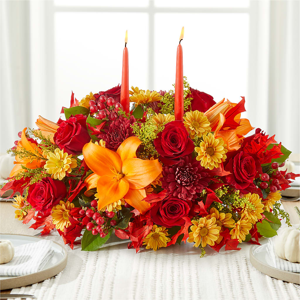 Autumn's Embrace Centerpiece – SHASTA DAISY'S FLORIST & BOUTIQUE, Mobile AL