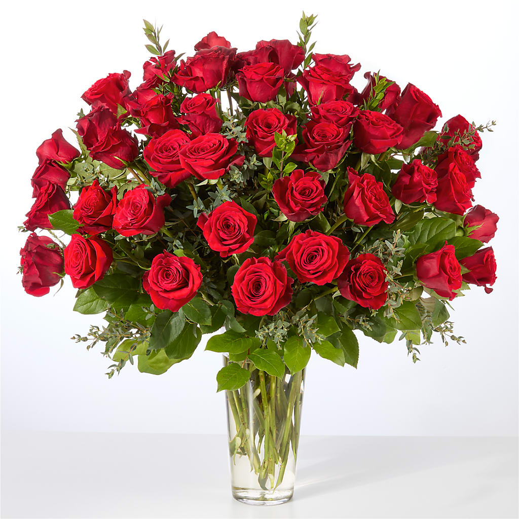 Forever Yours Fifty Stem Red Rose Bouquet – SHASTA DAISY'S FLORIST & BOUTIQUE, Mobile AL